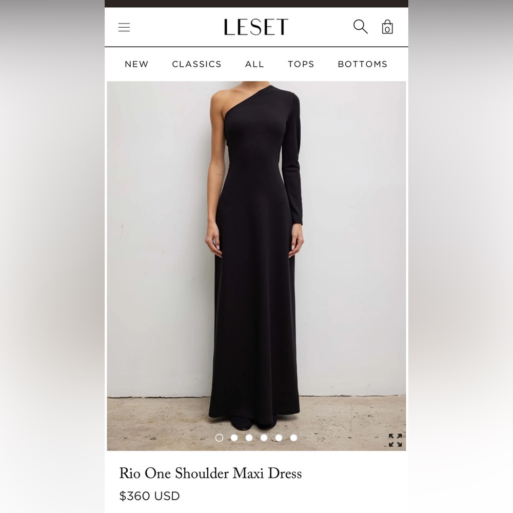 LESET Black One Shoulder Long Sleeve Cocktail Gown